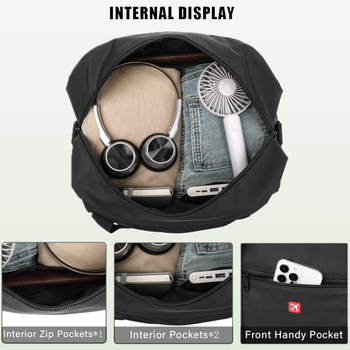 Τσάντα ταξιδιού για σπορ και γιόγκα με διαχωρισμό στεγνό-υγρό, χωρητικότητα 36–55 L, Oxford ύφασμα, γεωμετρικό μοτίβο, WOLF SBURGER