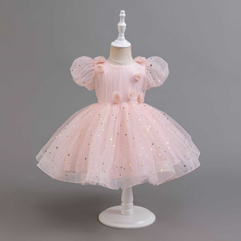 Mergaitėms princesės suknelė su trumpomis rankovėmis, 65% poliesteris, pamušalas 100% medvilnė, torto stiliaus sijonas, 3–8 metų amžiaus, Knivini