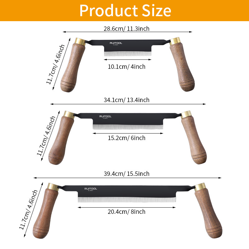 Европейски стил дървообработваща ръчна планерка — мултифункционален скрейпър, кора-скрепер и нож за кант; RUITOOL (Китай)