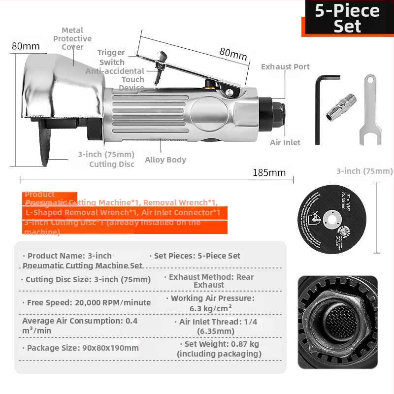 Musen Tang пневматичен резач за ъглошлайф с дискове за шлайфане (Марка: Musen Tang; Приложение: Рязане)