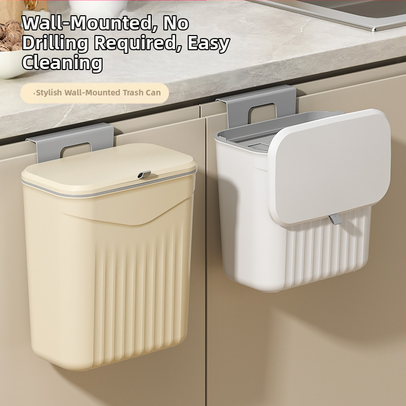 Zidni kuhinjski smećnjak s preklopnim poklopcem, plastični, kapacitet >12 L, kvadratni oblik, kućna uporaba
