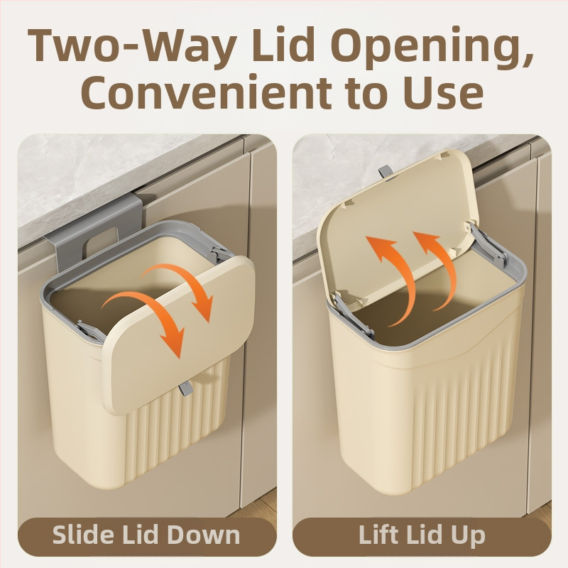 Стенен кухненски кош за отпадъци с капак, пластмасов, обем над 12 л, квадратна форма, за домакинство