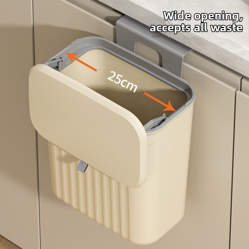 Стенен кухненски кош за отпадъци с капак, пластмасов, обем над 12 л, квадратна форма, за домакинство