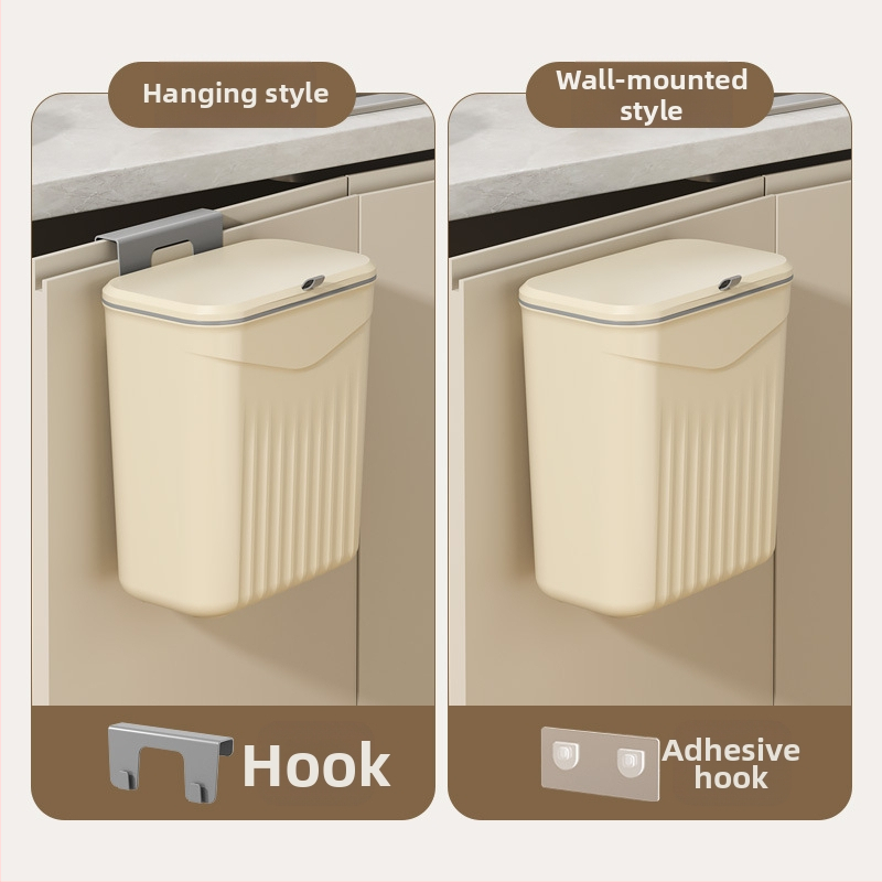 Стенен кухненски кош за отпадъци с капак, пластмасов, обем над 12 л, квадратна форма, за домакинство