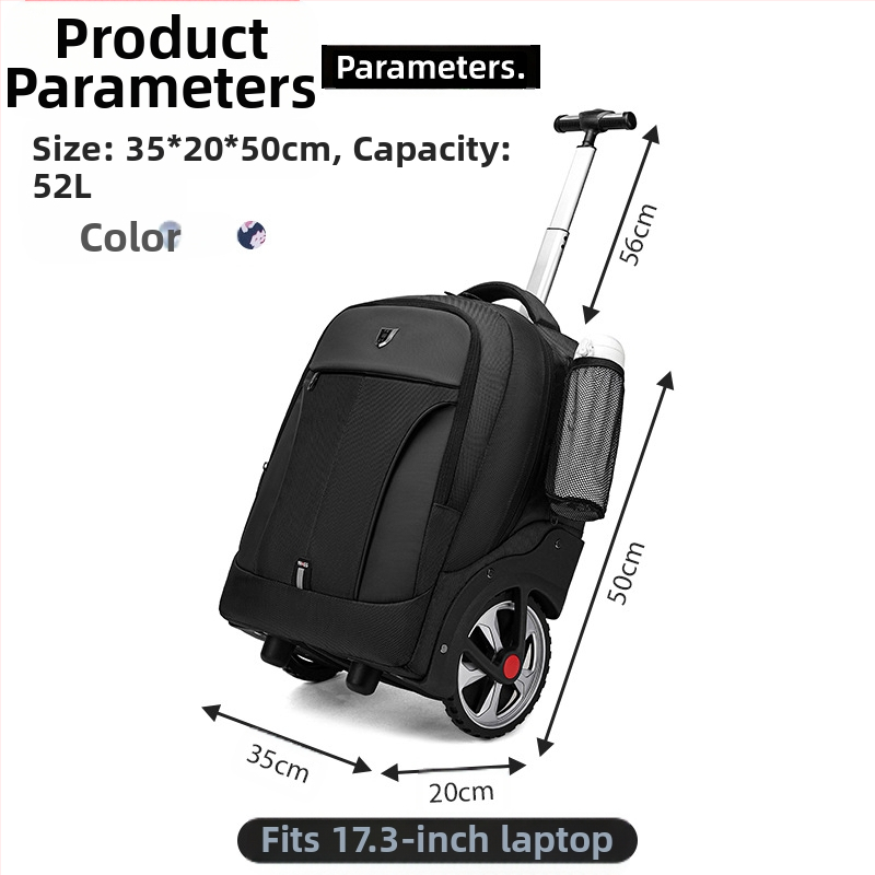 Бизнес раница с колела за пътуване — закопчаване с цип, полиестерен материал, тегло 3 кг, подходяща за бизнес пътувания