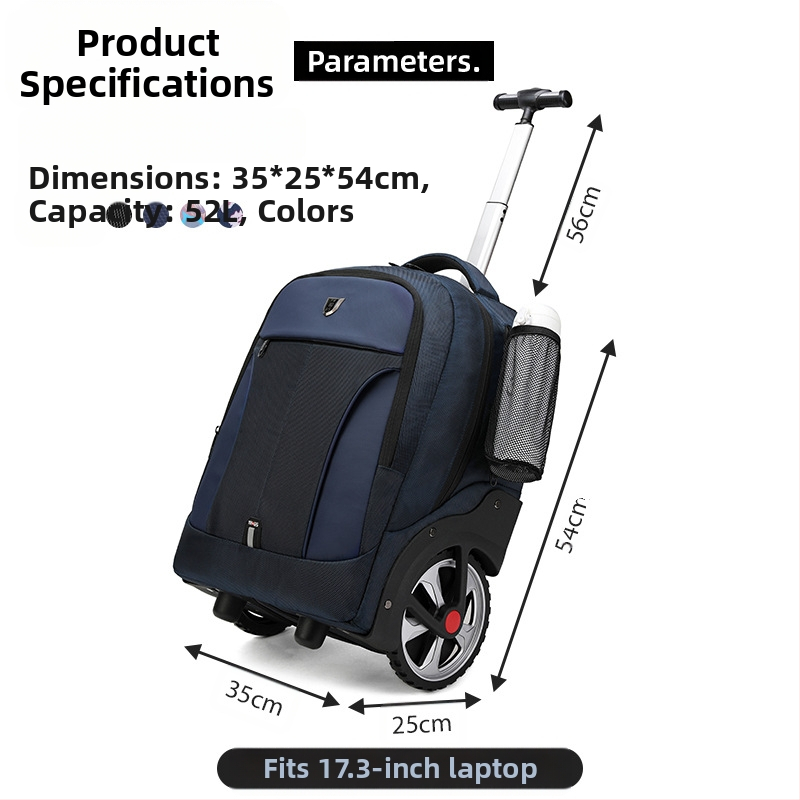 Бизнес раница с колела за пътуване — закопчаване с цип, полиестерен материал, тегло 3 кг, подходяща за бизнес пътувания