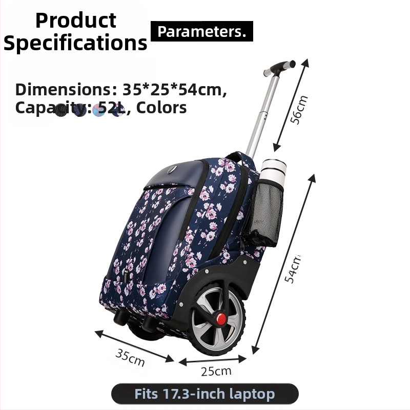 Бизнес раница с колела за пътуване — закопчаване с цип, полиестерен материал, тегло 3 кг, подходяща за бизнес пътувания