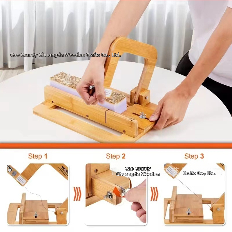 Drevený rezací nástroj na mydlo – ručne vyrobená kompaktná stolná pomôcka pre DIY mydla s nastaviteľnou hrúbkou