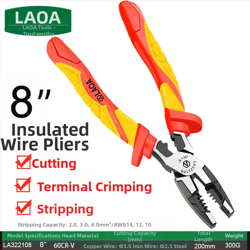 Clește izolat cu VDE pentru tăiere și crimparea cablurilor, clește cu vârf ascuțit pentru electricieni, electronică, reparații auto
