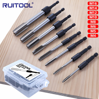 Машинен тап-патрон с удължен нос, 1/4 шестогранен патрон, за резбово нарязване, диапазон M4–M16, за формово производство