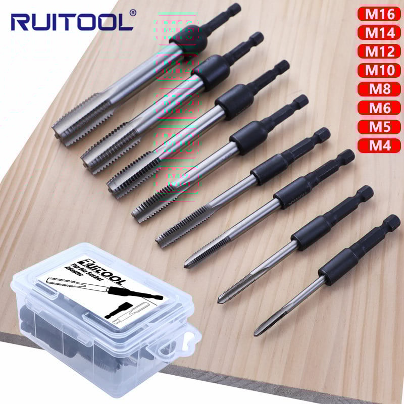 Машинен тап-патрон с удължен нос, 1/4 шестогранен патрон, за резбово нарязване, диапазон M4–M16, за формово производство