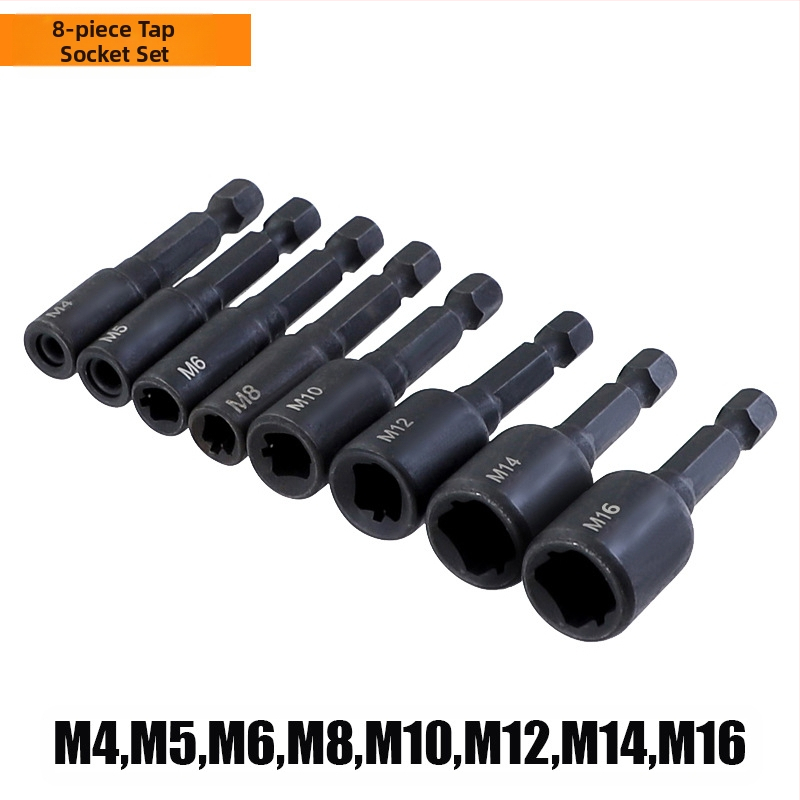 Машинен тап-патрон с удължен нос, 1/4 шестогранен патрон, за резбово нарязване, диапазон M4–M16, за формово производство