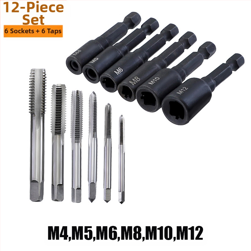 Машинен тап-патрон с удължен нос, 1/4 шестогранен патрон, за резбово нарязване, диапазон M4–M16, за формово производство