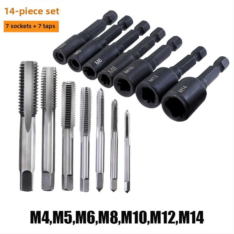 Машинен тап-патрон с удължен нос, 1/4 шестогранен патрон, за резбово нарязване, диапазон M4–M16, за формово производство