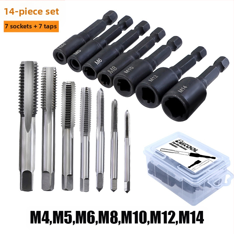 Машинен тап-патрон с удължен нос, 1/4 шестогранен патрон, за резбово нарязване, диапазон M4–M16, за формово производство