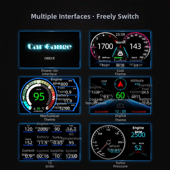 HUD automobilni prikaz za vozilo s GPS brzinski mjerač, OBD, 4-inčni LED LCD dodirni zaslon, model F11