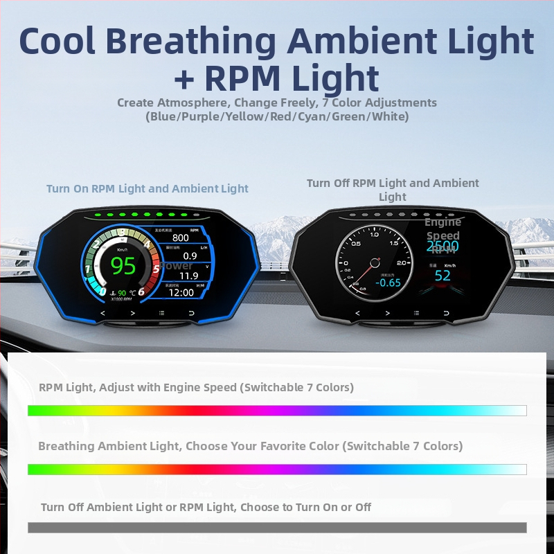 HUD автомобилен дисплей за предно виждане, GPS скоростомер, OBD, 4-инчов LED LCD тъч дисплей, модел F11