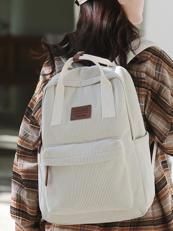 Corduroy γυναικείο σακίδιο πλάτης – αναπνεύσιμη κατασκευή, επένδυση πολυεστέρα, καμπύλοι ιμάντες ώμου, μεγάλος χώρος