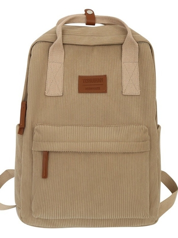 Corduroy γυναικείο σακίδιο πλάτης – αναπνεύσιμη κατασκευή, επένδυση πολυεστέρα, καμπύλοι ιμάντες ώμου, μεγάλος χώρος