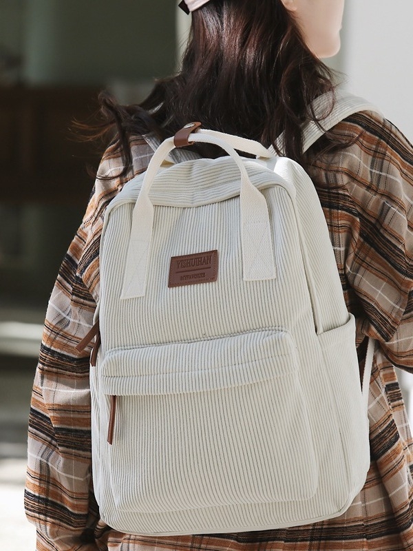 Corduroy γυναικείο σακίδιο πλάτης – αναπνεύσιμη κατασκευή, επένδυση πολυεστέρα, καμπύλοι ιμάντες ώμου, μεγάλος χώρος