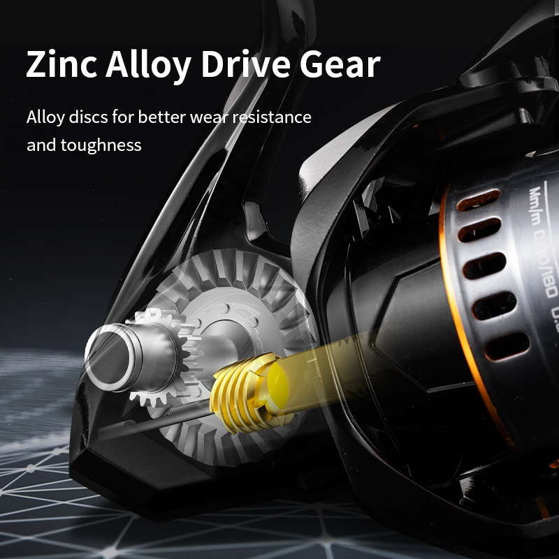 ROOBLINOS visiškai metalinė spiningo ritė žvejybai, korpusas iš nailono, aliumininė ritė, atsparus jūros vandeniui, toli metant