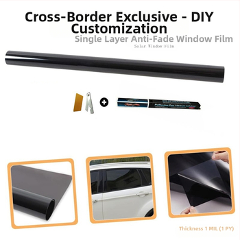 Automašīnas loga saules aizsardzības plēve, PET membrāna, 1 mil biezums, izolācija 70–90%, UV aizsardzība 95%, noņemams līmes slānis