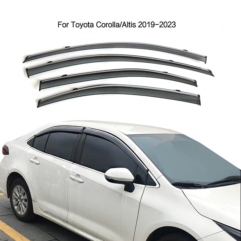 Sprânceană de ploaie acrilică pentru Toyota Corolla Sedan 2019-2024 Altis, turnată prin injecție, montaj cu cârlig și bandă adezivă, set de 4 bucăți