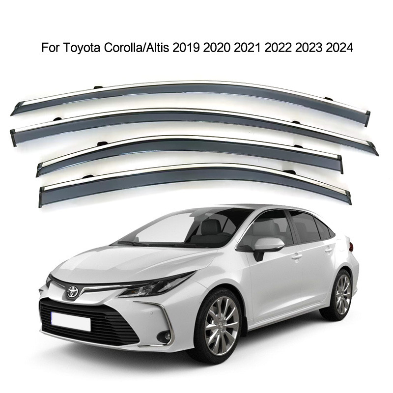 Akrila Rain Eyebrow Toyota Corolla Sedan 2019-2024 Altis, injekcijas veidots, uzstādīšana ar āķiem + līmlente, 4 gab. komplektā