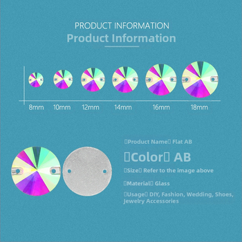 Γυάλινο ρινστόν για κέντημα με διπλή οπή, στρογγυλή δορυφορική ρύθμιση, επίπεδη βάση, Hirback σχέδιο, ηλεκτροπλατίωση