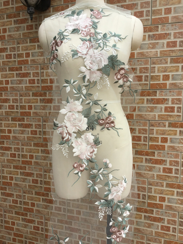 Дантелени цветни апликации – полиестерна прежда, Carmena – за сватбени рокли, детски дрехи, DIY проекти