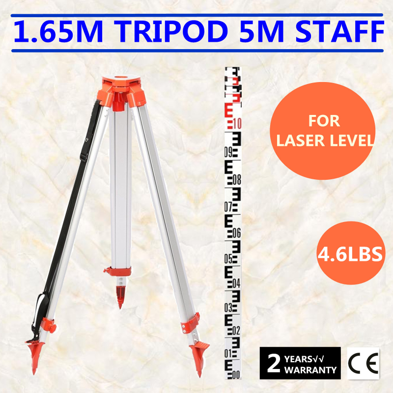 VEVOR alumīnija līmeņa statīvs nivelēšanai un kamerai, 2 sadaļas, darba augstums 104–165 cm