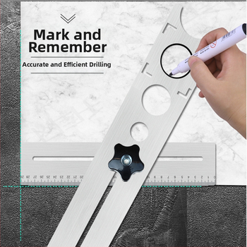 Τοποθετητής οπών πλακιδίων, ανοξείδωτο ατσάλι, ακρίβεια 1 mm, γωνιακός χάρακας, βάρος 600 g