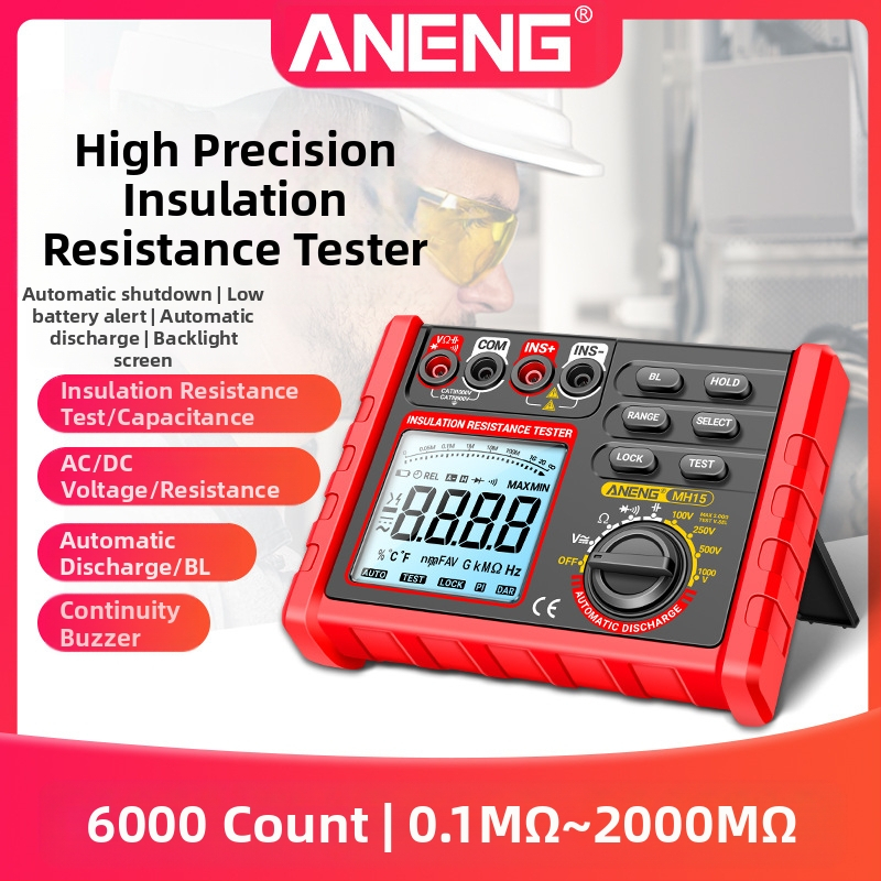 ANENG ευφυής μετρητής αντίστασης μόνωσης, 500V/1000V υψηλής τάσης, ψηφιακό megohmmeter