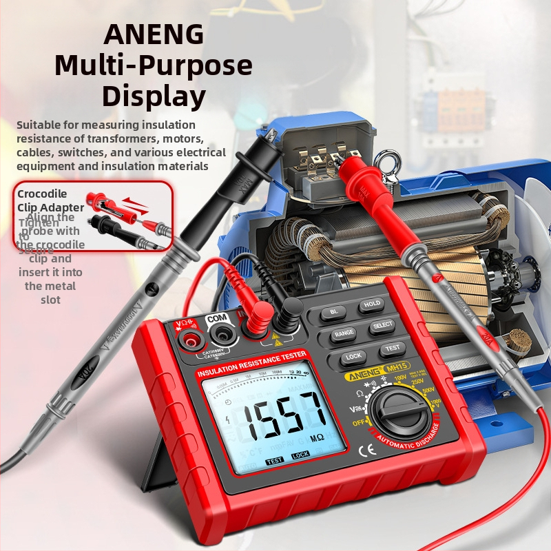 ANENG интелигентен тестер за изолационно съпротивление, 500V/1000V високоволтов дигитален мегомметър