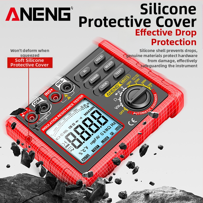 ANENG интелигентен тестер за изолационно съпротивление, 500V/1000V високоволтов дигитален мегомметър