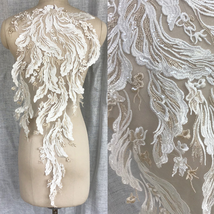 Siuvinėtos nėrinių gėlių pleistrai vestuvinei suknelei - poliesteris, prekinis ženklas JHX, drabužiams