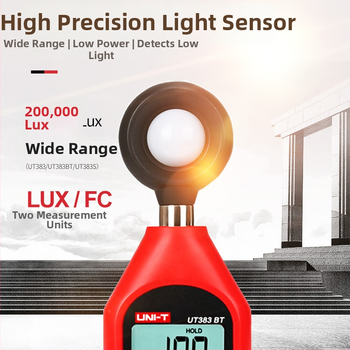 Ψηφιακός Μετρητής Φωτεινότητας UT383 – εύρος 0–199,999 Lux, ανάλυση 1 Lux, ακρίβεια ±(4% rdg+8 dgts)