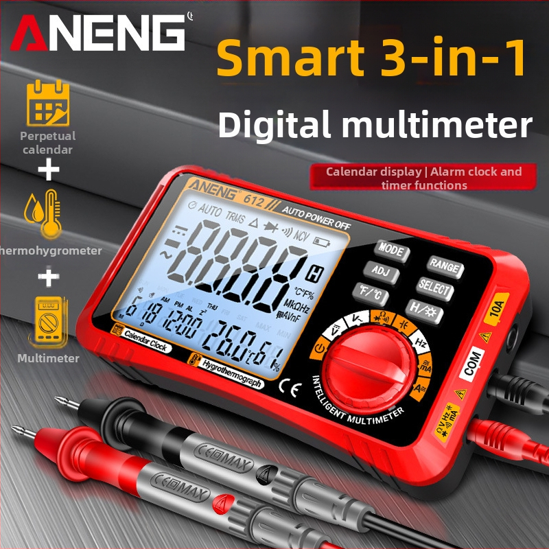 ANENG skaitmeninis multimetras 3-in-1 su temperatūros ir drėgmės jutikliu, įtampos ir srovės matavimas, CE sertifikatas
