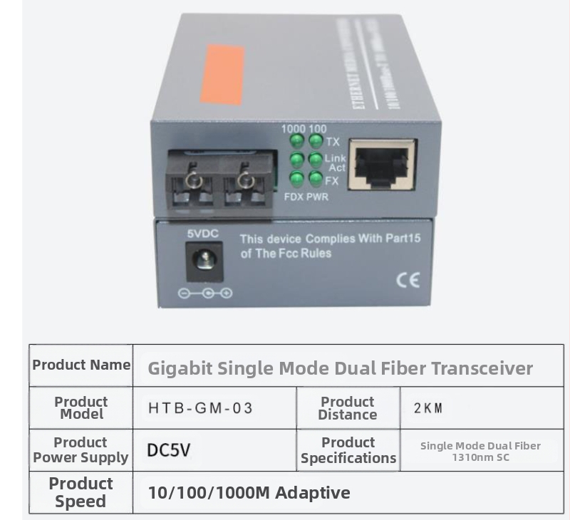 HTB-3100 Фиброоптичен трансивър — 100 Mbps, моно-режимен, едно влакно, GS-03/SFP, 4100