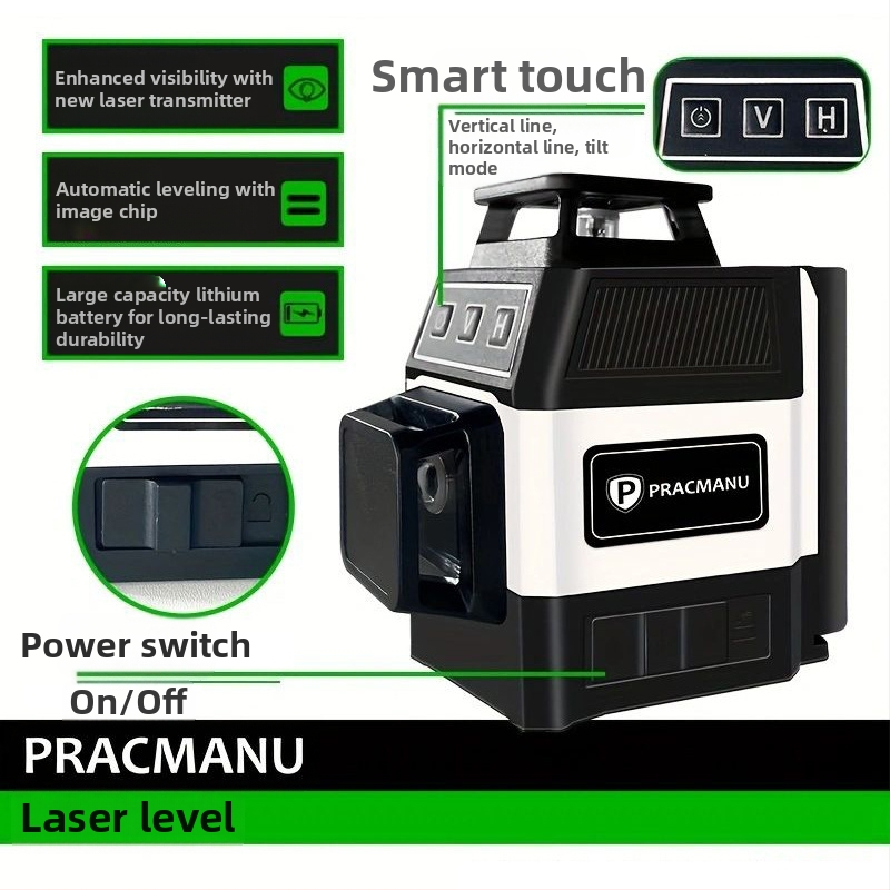 Ротационен лазерен нивелир с автоматично нивелиране и висока прецизност (520 nm лазер, обхват 25 м, проекция 360°)