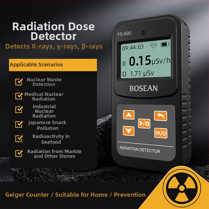 Baoshi`an Μετρητής Geiger – ανιχνευτής ραδιενέργειας, μοντέλα FS-600, FS-1000 και FS-5000; εύρος μέτρησης 0.0 mSv/h έως 10 Sv; ακρίβεια <10% στα 1 mSv/h
