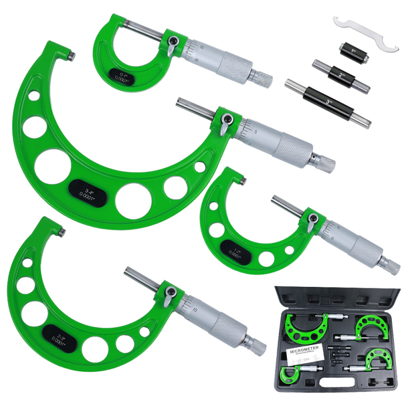 Μικρομέτρο εξωτερικού διαμέτρου υψηλής ακρίβειας – σπειροειδές, Imperial μονάδες, τετραμελές σετ