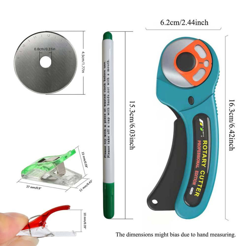 Minilu Ft145 Ролерен кръгъл нож за рязане на кожа и плат – комплект за пачворк рязане с клипове, произход Zhejiang, Китай