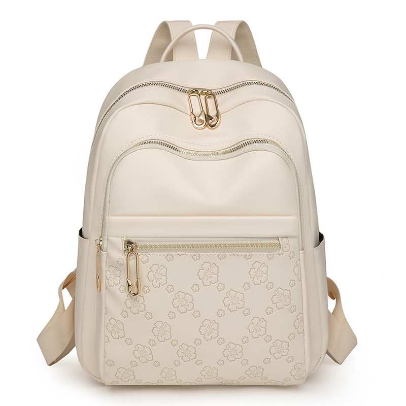 Női utazó hátizsák - PU bőr, dombornyomott mintázat, nagy kapacitás, cipzár, vízálló, 2025 tavasz