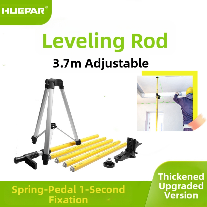 Инфрачервен нивелир с телескопичен алуминиев трипод LP-36, таванна опора за шпакловане и полагане на плочки, регулируема височина, 3.7 m работна дистанция