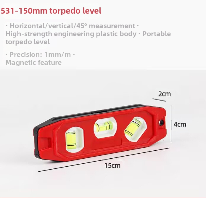 Преносимо нивелир от алуминиева сплав, ниво с дух, удебелен дизайн, удароустойчив