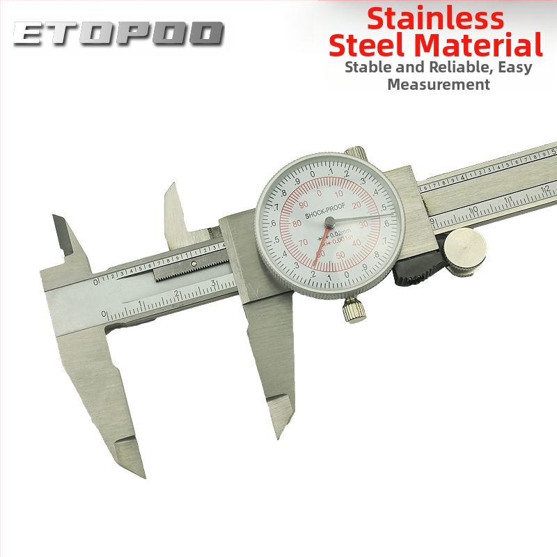 ETOPOO неръждаема стомана верниер калипер, двойна скала мм/инч, прецизност 0,01 инча