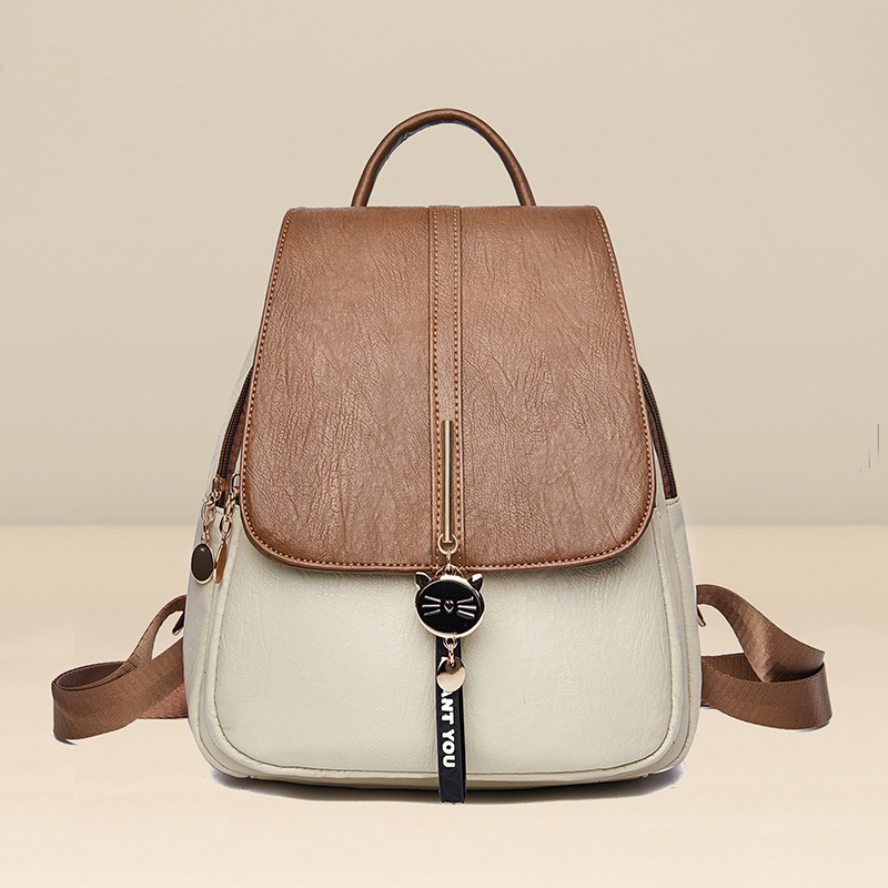 Női PU hátizsák, városi egyszerű stílus, tavasz 2025 kiadás, vízálló és lopás elleni védelem, poliészter bélés, cipzáros nyitás, belső zsebek zipzárral és telefon számára.