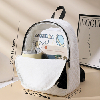 Σακίδιο με απλό σχέδιαν και μοτίβο γάτας-λουλουδιού, ραφή ρόμβου; unisex, αστικός μινιμαλιστικός σχεδιασμός, πολυεστέρας, χωρητικότητα έως 20 L, συμβατό με 8 ιντσών φορητό, καμπύλος ιμάντας ώμου