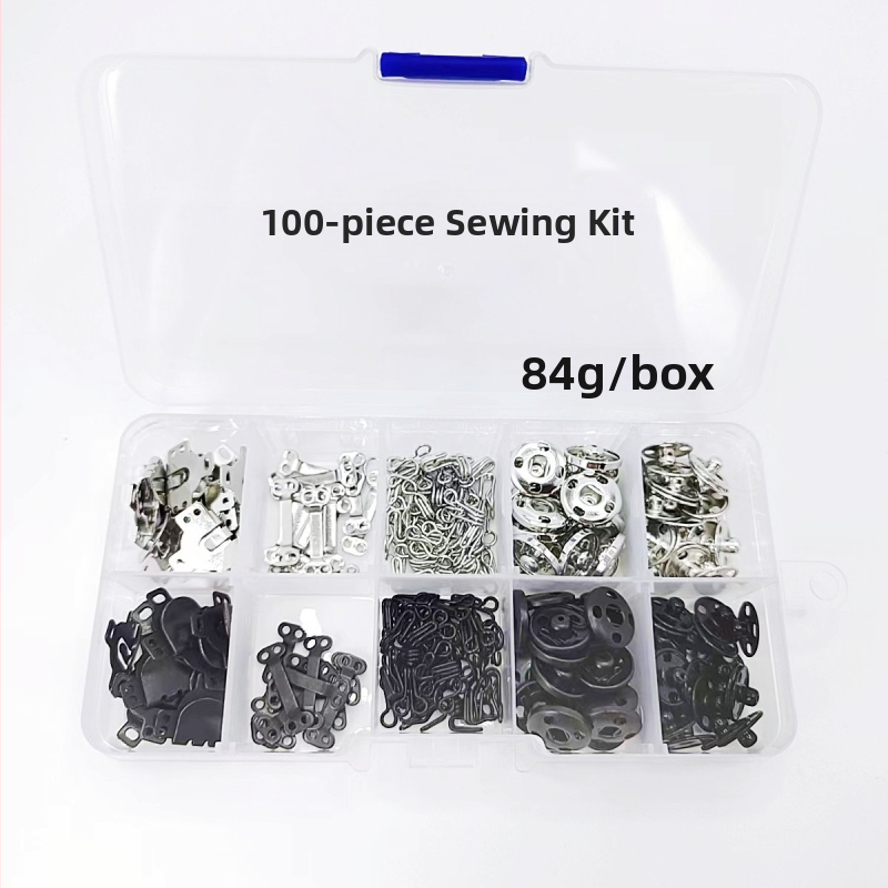 PHIA HARDWARE Metaliniai užsegimai drabužiams, remonto rinkinys 100 vnt., rankomis siūtas; tinka džinsams, drabužiams ir aksesuarams